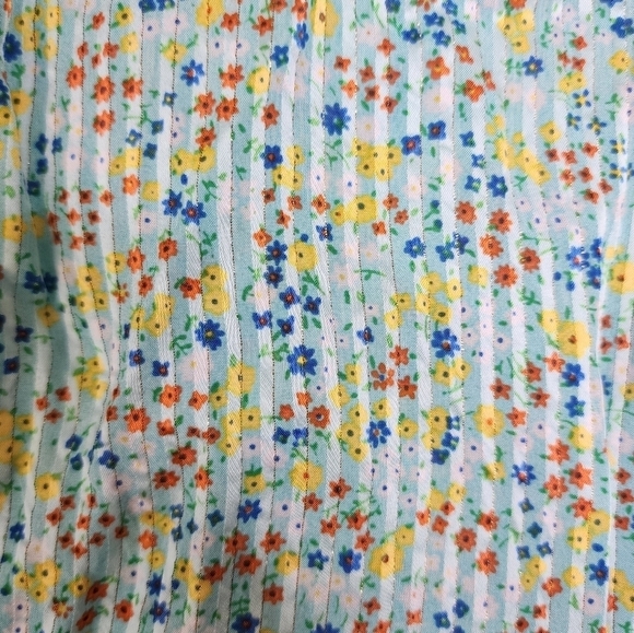 J. Crew Aqua Floral Field  Day Print Ruffle Blouse L - Picture 6 of 9